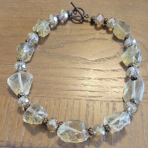 Elegant natural citrine, chrystal beads with metal beads intwined. Necklace